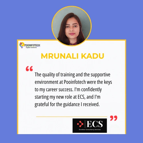 Mrunali Kadu provides a positive testimonial for the POOINFOTECH digital marketing course