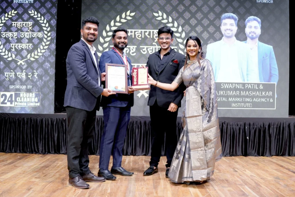POOINFOTECH recognized as leading digital marketing institute Pune at Maharashtra Utkarsh Udyog Award 2024